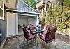 Outdoor courtyard with outdoor dining table