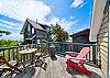  Ocean view deck, outdoor fire table, and bistro table and chairs. 