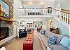 Open living space with kitchen, dining and living room. 