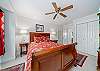 Downstairs master bedroom with Queen bed and private bath with walk in shower. Cable TV in hutch
