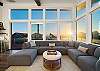Ocean view large picture windows in the living room 