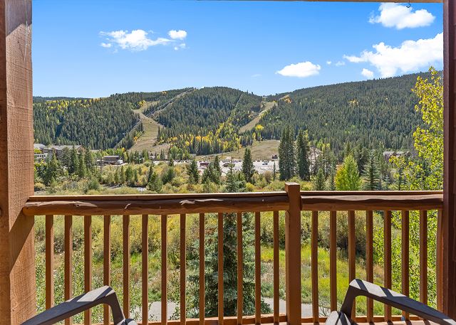 Private balcony with outdoor seating. 