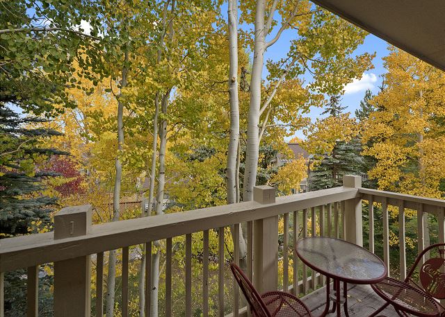 Private balcony offering seating.