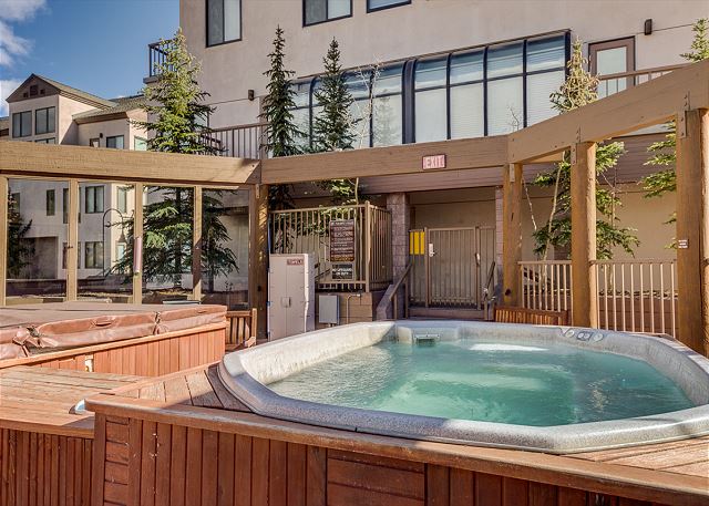 Communal outdoor hot tubs.