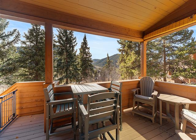 Private deck with outdoor seating. 