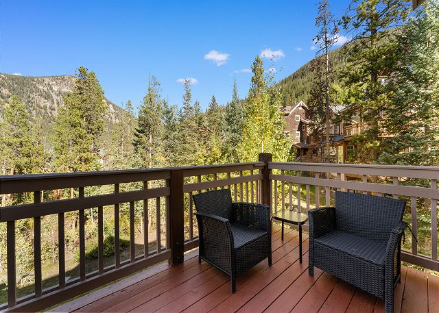 Private balcony with outdoor seating.