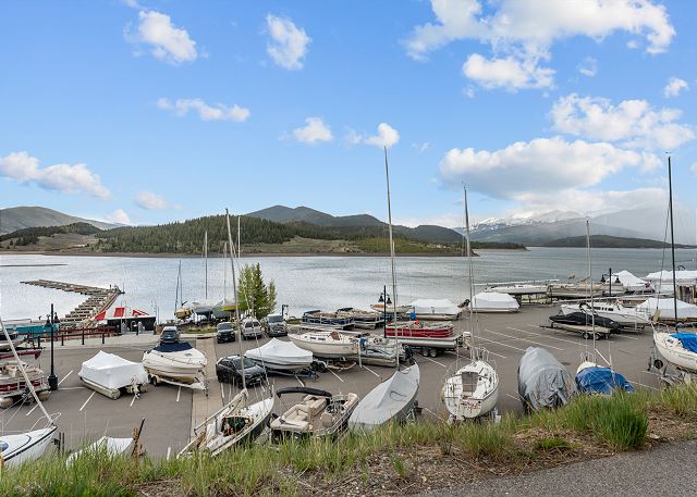 Views of Lake Dillon Marina and the surrounding mountains. 