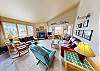 Living Room with Gas Fireplace, Desk, Extra Windows, Sofabed