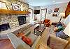 Living Room with Wood Fireplace, Fatscreen, Sofabed