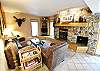 Living Room with River Rock Fireplace