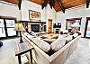 Living Room Sectional, Flatscreen, Wood Fireplace