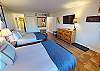 Primary Bedroom with 2 New Queens, Flatscreen, Bath