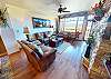 Living Room with Fireplace, Flatscreen, Deck Entry