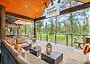 Outdoor Deck patio furniture equipped with a flat screen TV