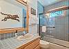 Downstairs bathroom. Tub and shower combo