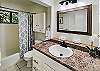 Prepare for a fun night out in this spacious downstairs bathroom.