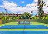 Serve and volley with swaying palms all around