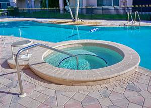 The Hot Tub is located mid way on the Club House side of the pool.