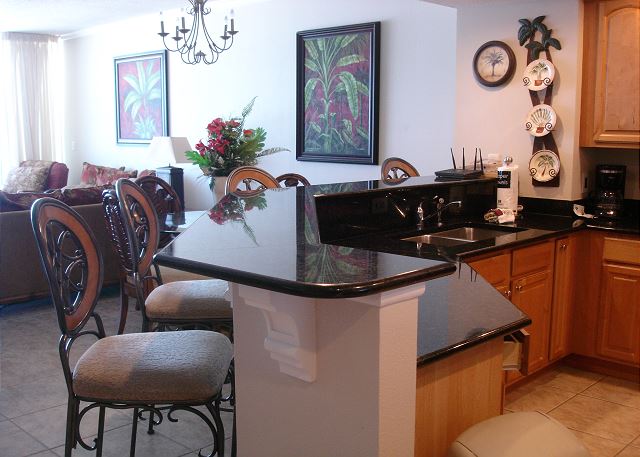 Bar area at kitchen sink