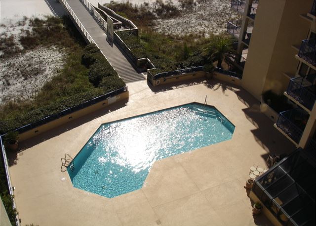Looking down at the pool