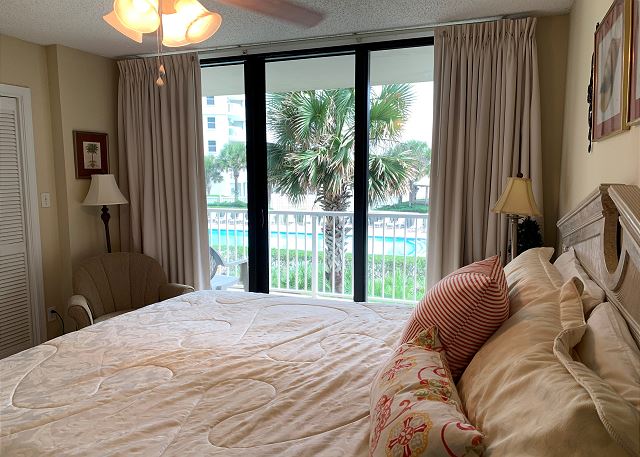 View of the pool from the master