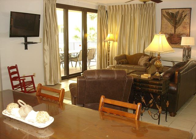 Looking into living room