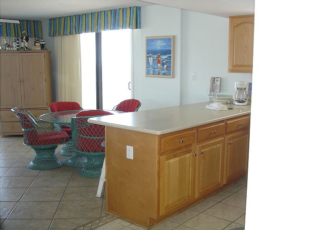 Kitchen into dining area