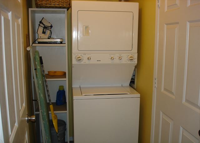 Stack washer/dryer in laundry room