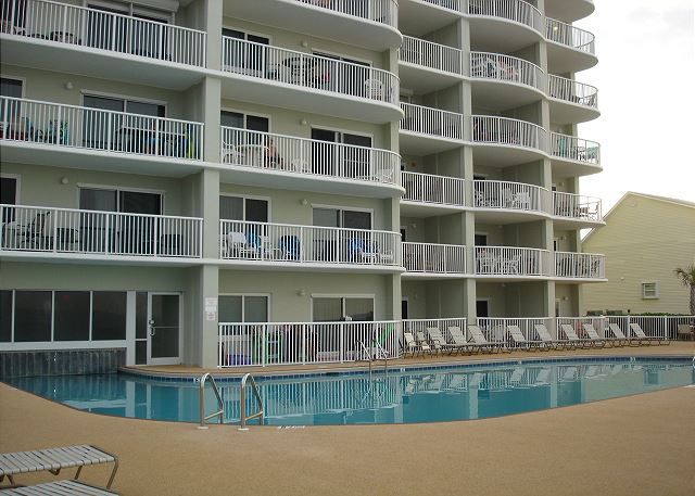 Pool and building