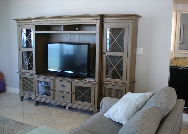 Entertainment center in living area