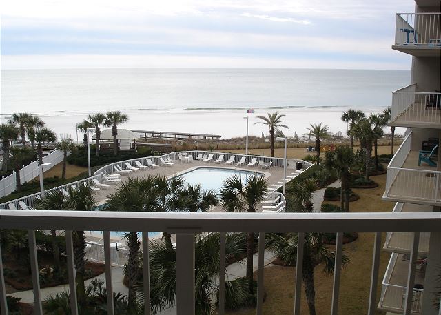 View of beach from balcony