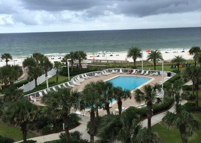 Pool & beach view from unit