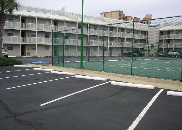 Tennis courts in front of unit