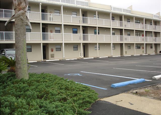 First floor unit parking right there