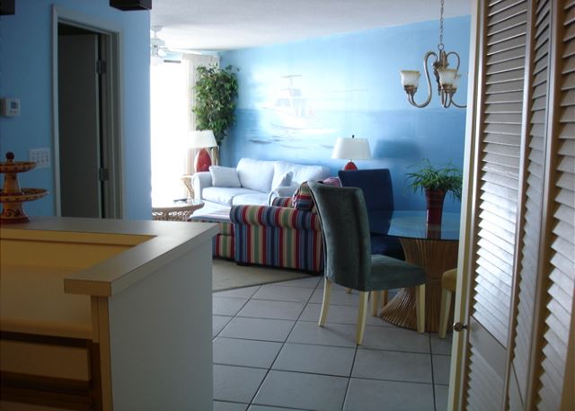 Looking into the dining area