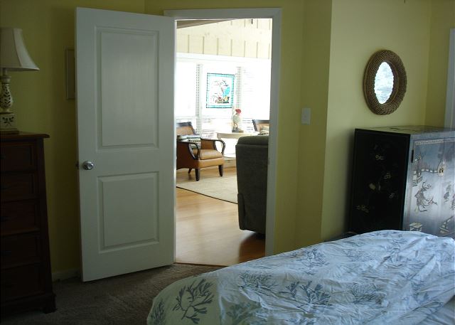 Guest room looking into living area