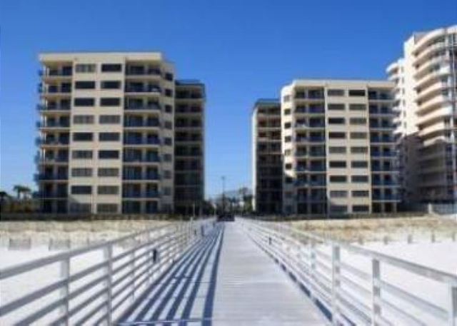 East and West buildings from the beach