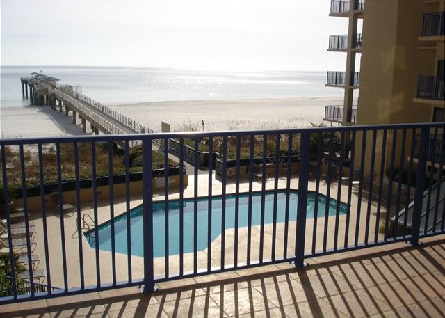 View of the pool from balcony