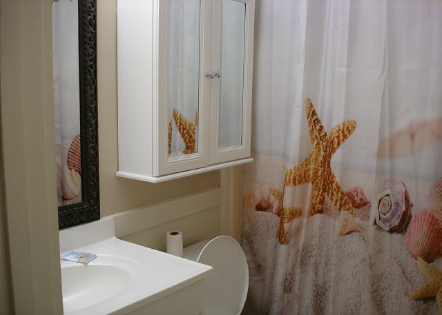 Adjoining master bathroom