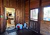 Screened-in porch to cabin interior