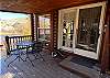 Cabin entrance and outdoor dining table