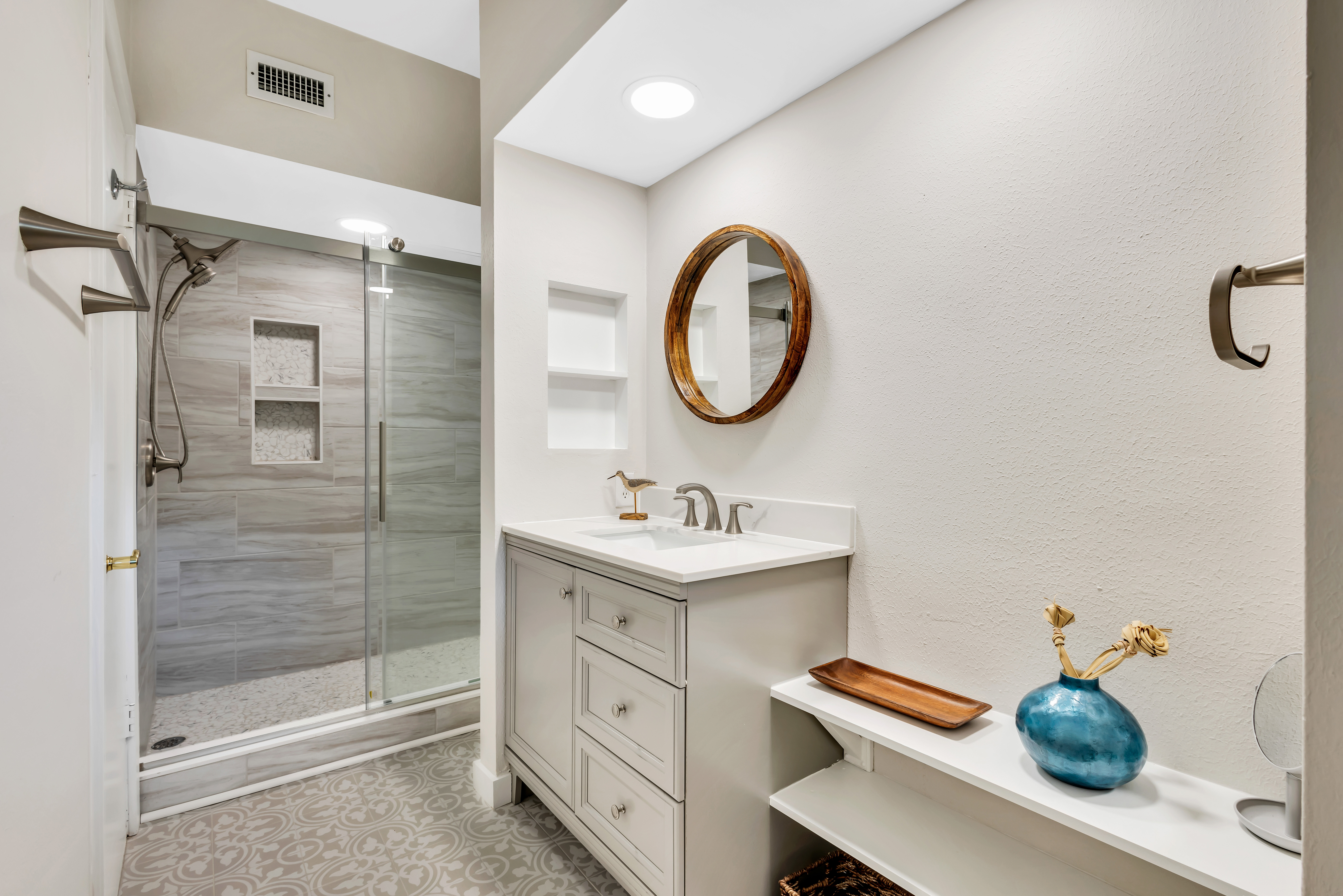 Primary Bathroom - Simple but with a Pop of Color