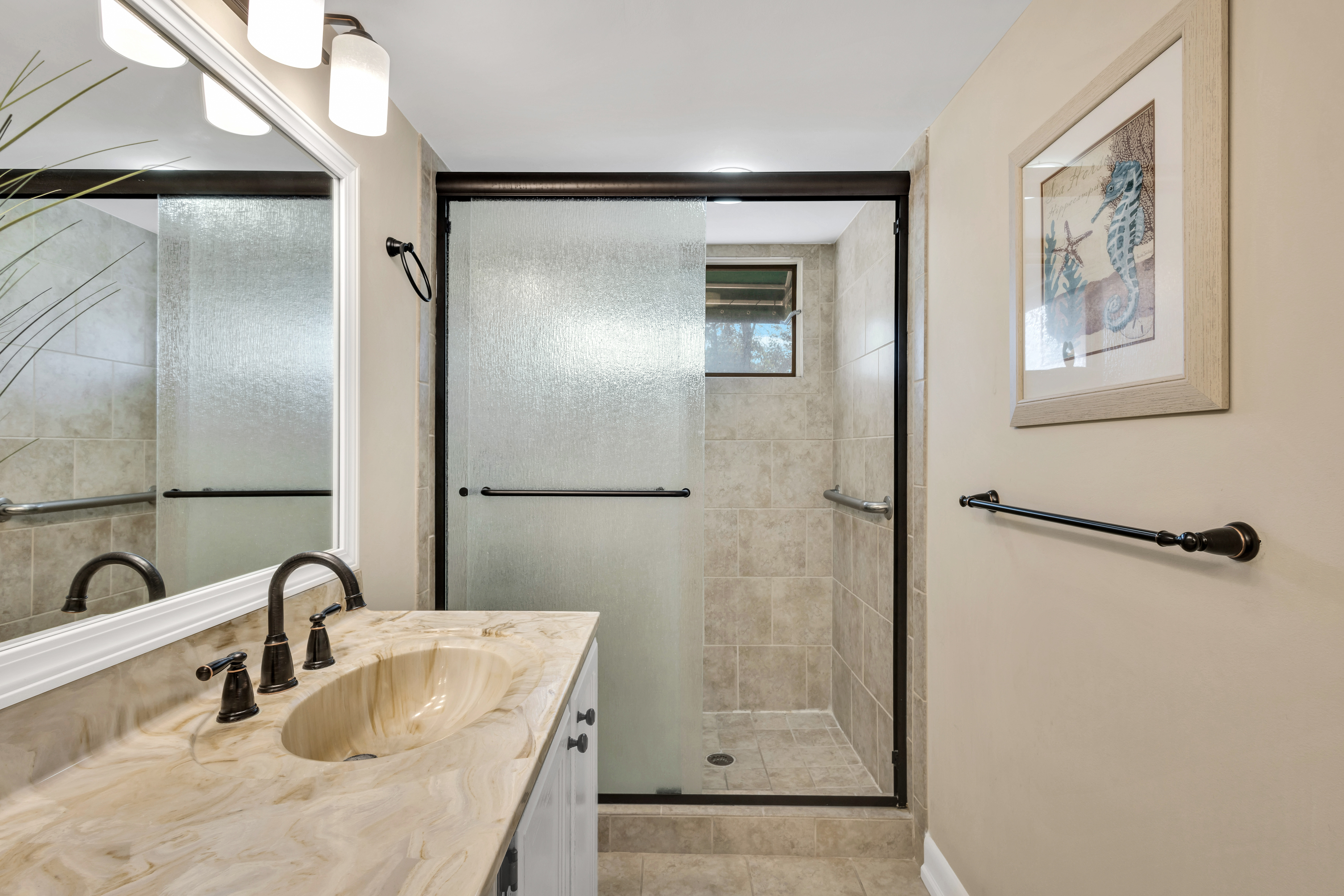 Comfy Walk-In Shower - Wash Off the Beach Sand Here
