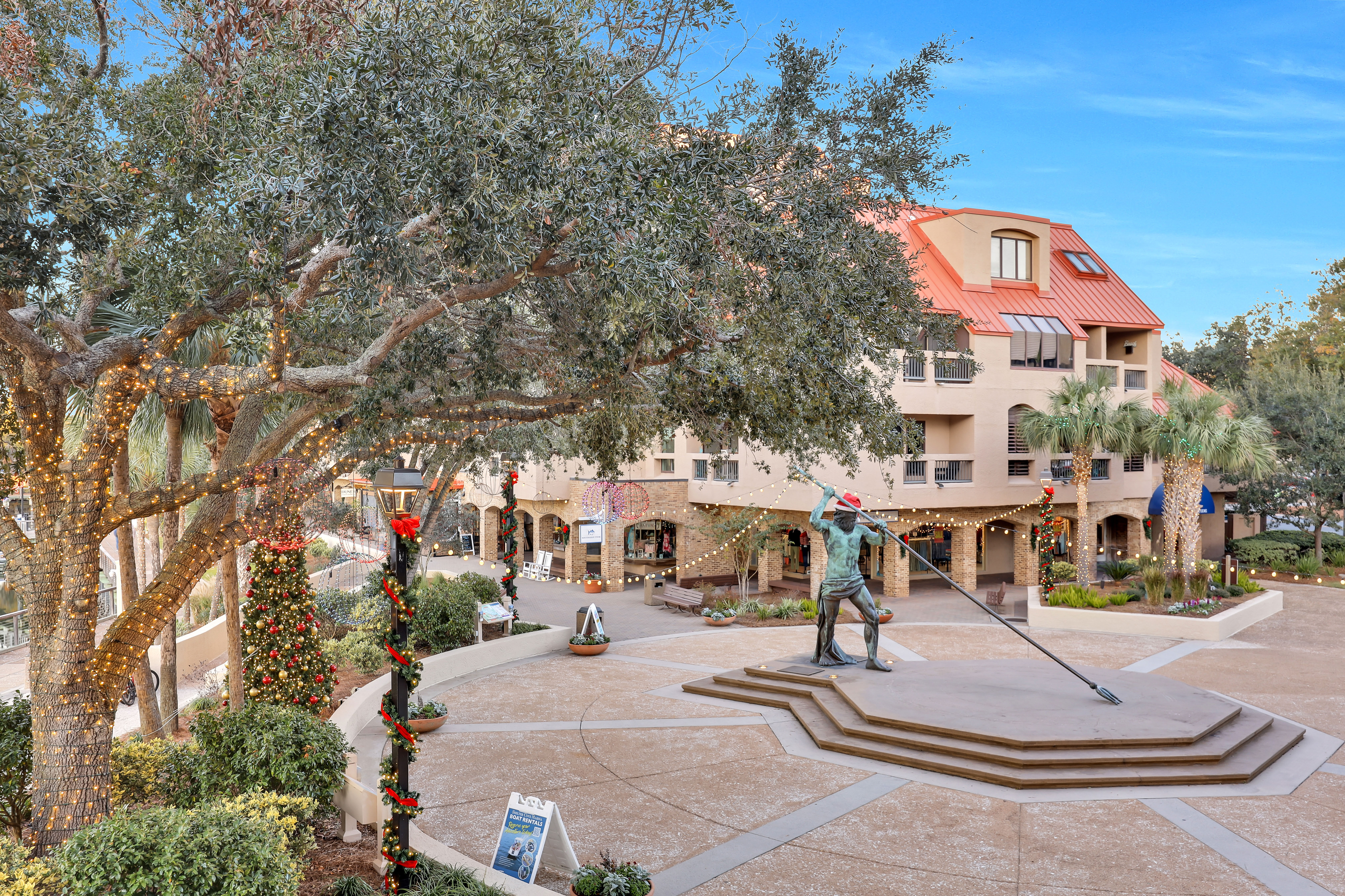Shelter Cove During Christmas Season. King Neptune Sundial