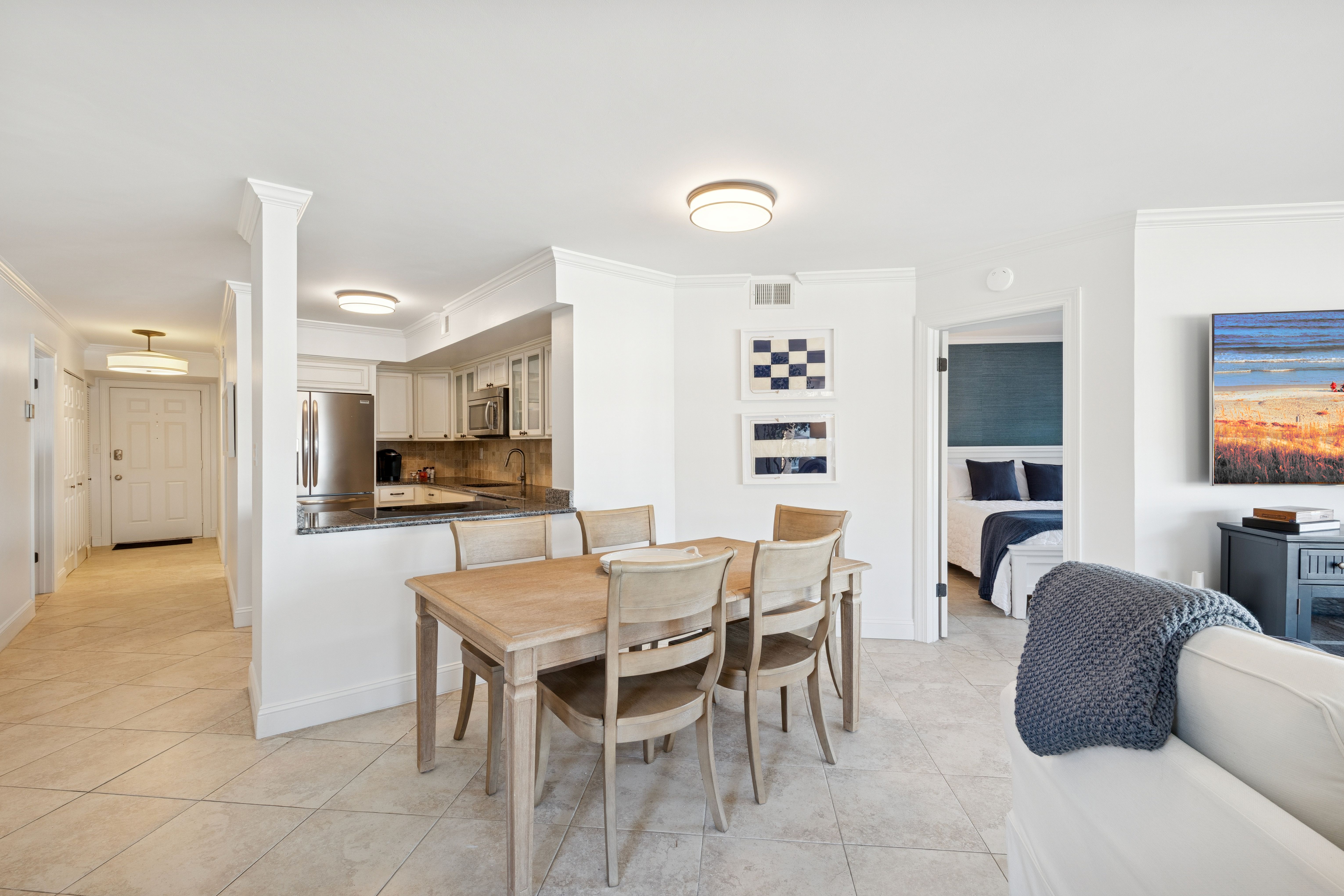 Dining Area & Kictehn View with Nautical Accents