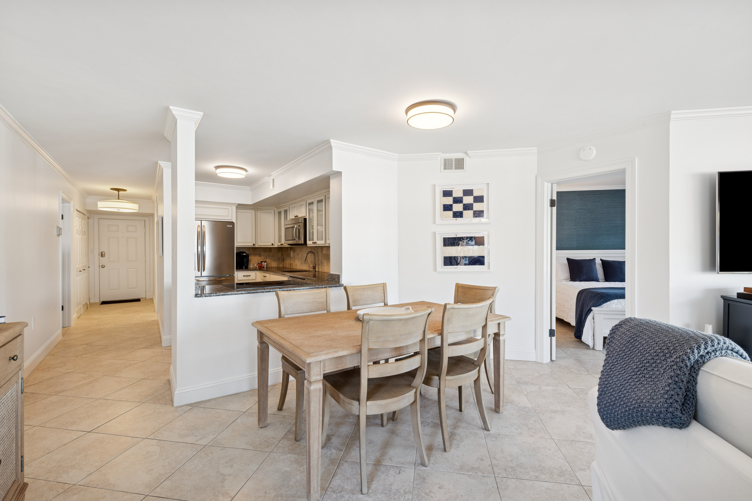 Dining Area & Kictehn View with Nautical Accents