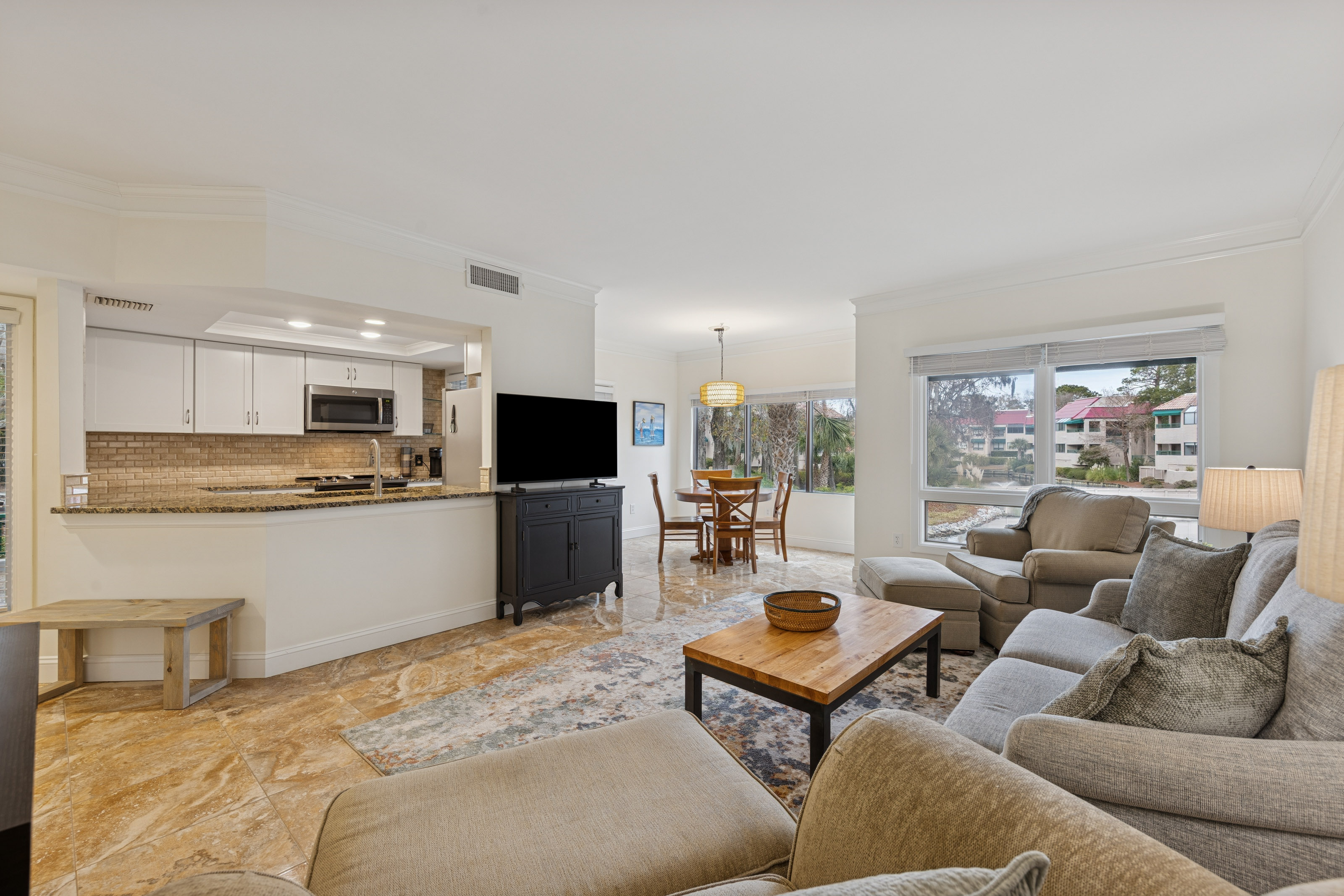 Open Concept Living Room with the View into the Kitchen