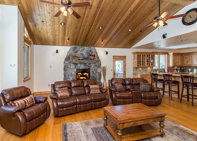 Living room fireplace Luxurious residence in South Lake Tahoe, California, USA