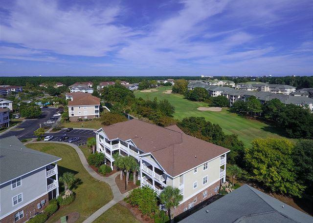 Drone View of Building and Golf Course