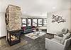 comfortable lobby area to relax with a complimentary cup of coffee and large screen tv